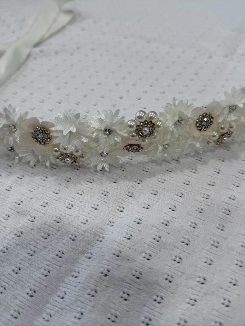 Floral Headband with Pearl & Crystal Accents